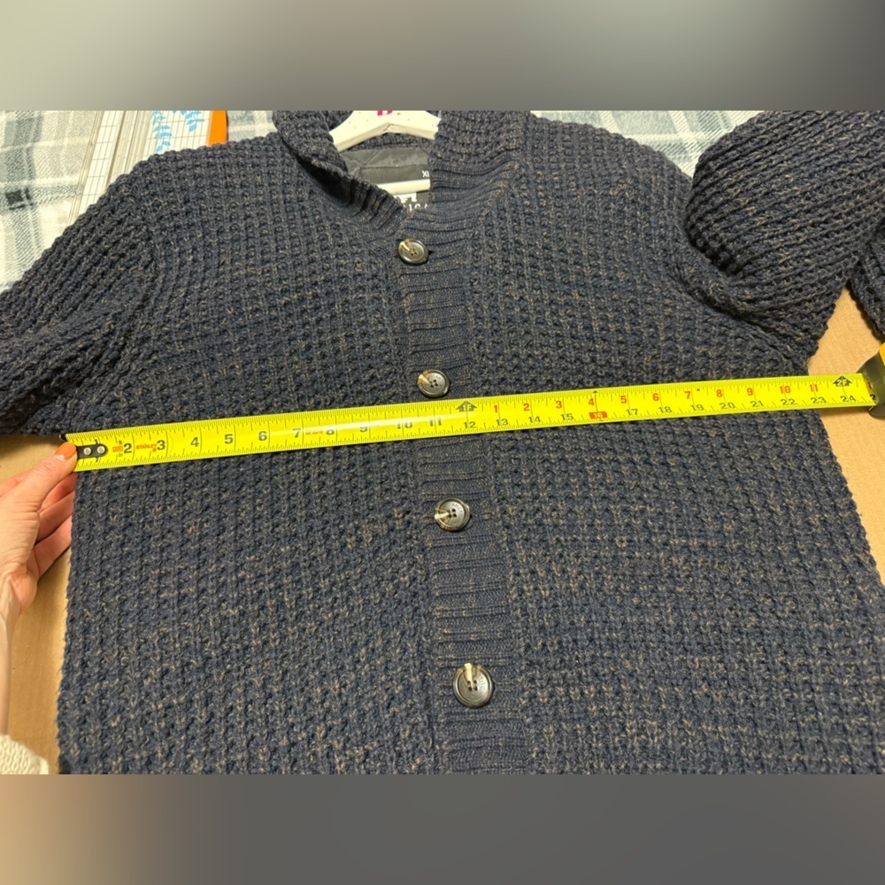 American Stitch Men’s XL Quilted Knit Cardigan in Dark Blue Lined Elbow Patches - Picture 7 of 9
